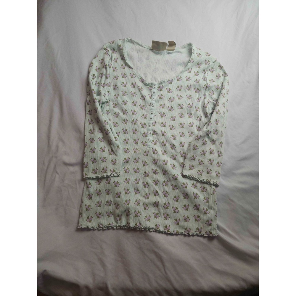 Route 66 Shirt Womens L Green Pastel Soft Girl Cottagecore Boho Floral Layering